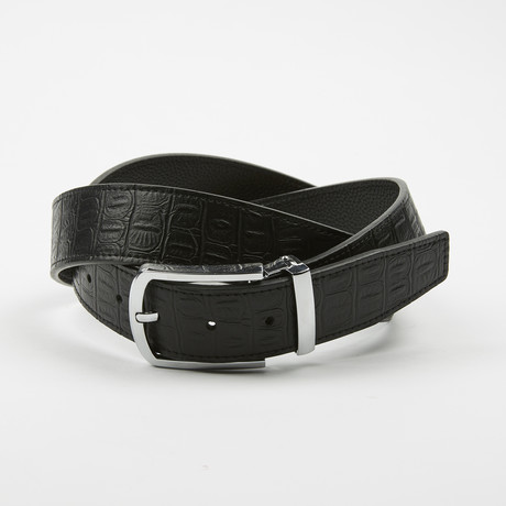 Adorjan Adjustable Belt // Croc Embossed + Silver Buckle (Size 34)