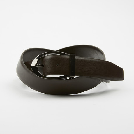 Adorjan Adjustable Belt // Dark Brown + Gunmetal Rounded Buckle (Size 34)