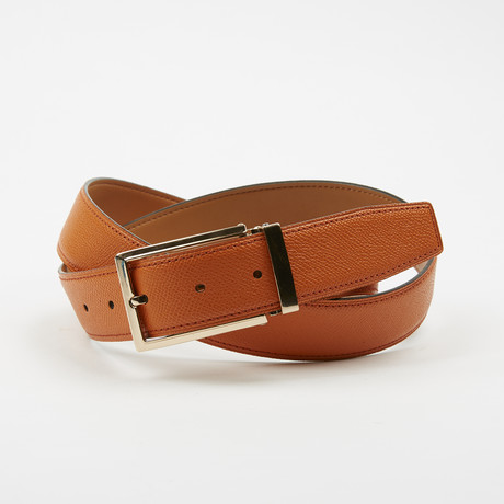 Adorjan Adjustable Belt // Orange + Silver Buckle
