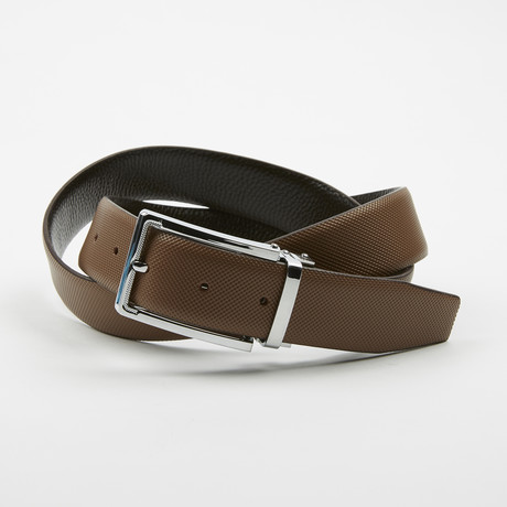 Adorjan Adjustable Belt // Textured Brown + Silver Buckle (Size 34)