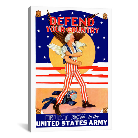 Vintage Wartime Poster // Uncle Sam - Enlist Now In The United States Army