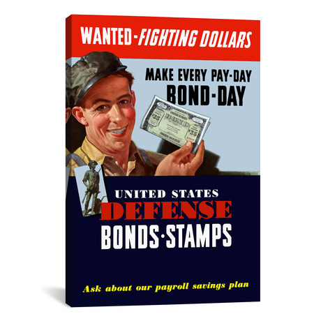 Vintage Wartime Poster // US Defense Bonds + Stamps
