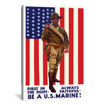 Vintage WWI Poster // US Marine Holding His Sidearm (26"W x 18"H x 0.75"D)