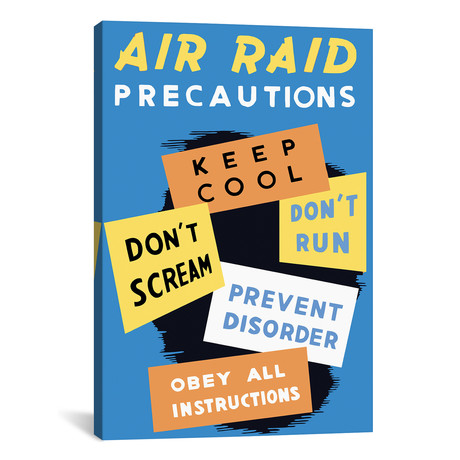 Vintage WWII Poster // Air Raid Precautions (26"W x 18"H x 0.75"D)
