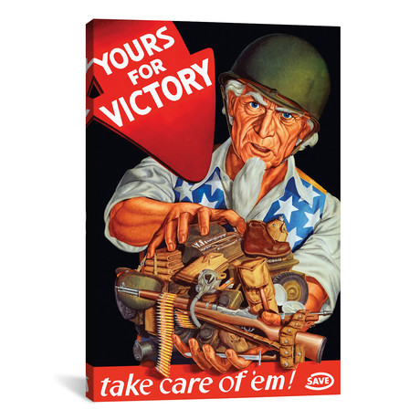 Vintage WWII Poster // Uncle Sam Wearing A Helmet
