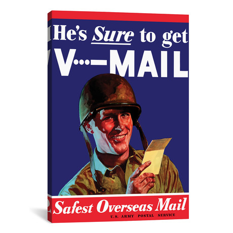 Wartime Poster // V-Mail US (26"W x 18"H x 0.75"D)