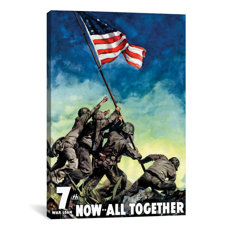 WWII Poster // 7th War Loan, Now All Together (26"W x 18"H x 0.75"D)