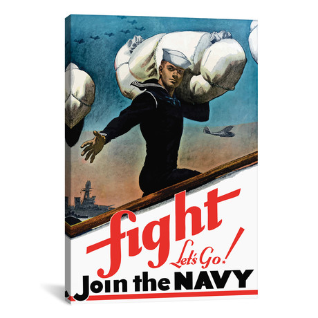 WWII Poster // United States Sailor Heading Off To War (26"W x 18"H x 0.75"D)