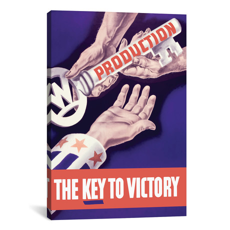 WWII Propaganda Poster // Giving A Large Key (26"W x 18"H x 0.75"D)