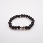 Lava Stone Bead Buddha Bracelet + Om Charms