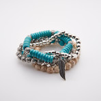 Jean Claude Jewelry // Boho Chic Natural Stone Bracelet Set // Set Of 5 // Multicolor