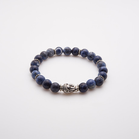 Jean Claude Jewelry // Cerulean Stone Bracelet + Silver Buddha // Blue