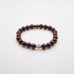 Dell Arte // Garnet Stone Bracelet + Bohemian Crystal Charm // Burgundy + Gold