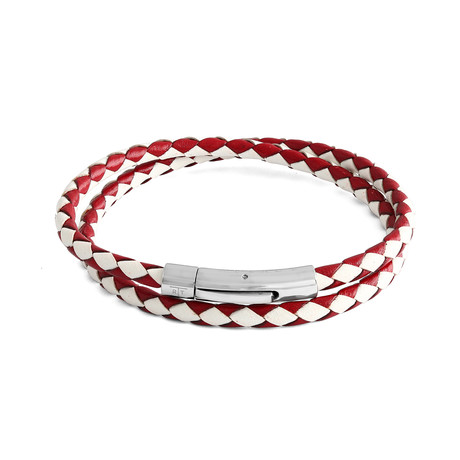 Double Wrap Bracelet // Red + White