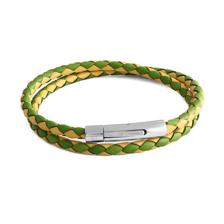 Double Wrap Bracelet // Green + Yellow