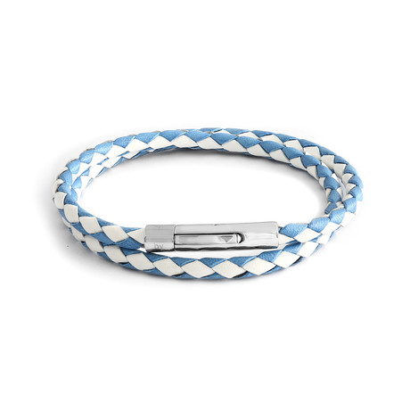 Double Wrap Bracelet // Blue + White