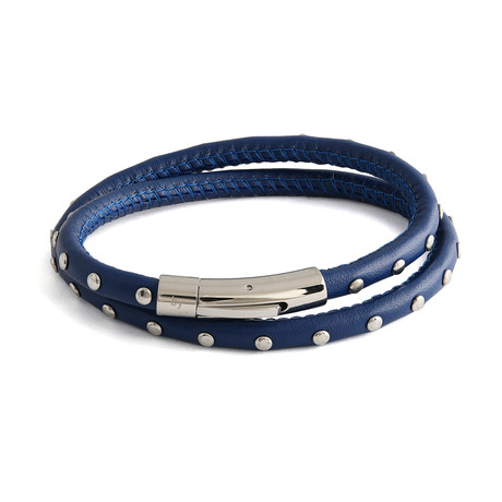 Double Wrap Bracelet // Blue // Stud