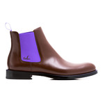 Chelsea Boots Calf Leather // Brown + Purple (Euro: 42)