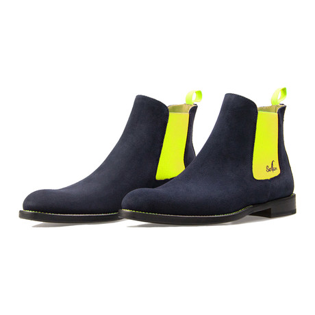 Chelsea Suede Boots // Blue + Yellow (Euro: 39)