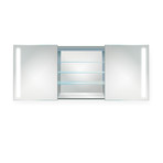 LED Medicine Cabinet + Defogger + Double Sliding Mirror // Outlet + Shelves
