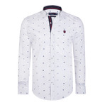 Jasper Button-Up Shirt // White + Navy + Red (L)