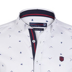 Jasper Button-Up Shirt // White + Navy + Red (M)