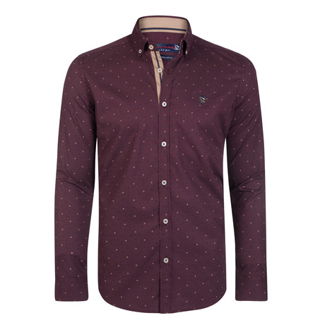 Kent Button-Up Shirt // Bordeaux + Brown (XS)