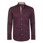Kent Button-Up Shirt // Bordeaux + Brown (XS)