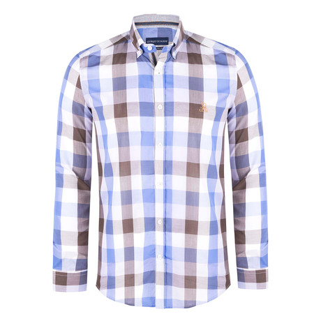Adrian Button-Up Shirt // Blue + Brown (XS)