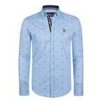 Kendrick Button-Up Shirt // Light Blue + Navy (M)