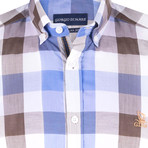 Adrian Button-Up Shirt // Blue + Brown (XS)