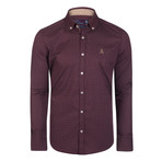 Irvin Button-Up Shirt // Bordeaux + Brown (L)