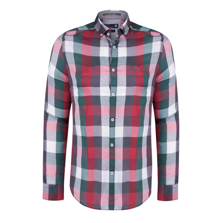 Brenton Button-Up Shirt // Green + Red (XS)
