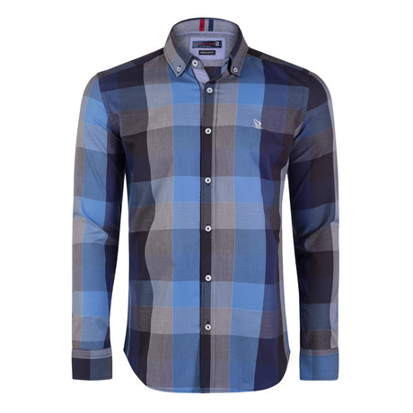 Earl Button-Up Shirt // Blue + Navy + Black (XS)