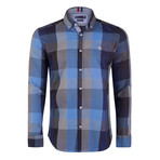 Earl Button-Up Shirt // Blue + Navy + Black (XS)