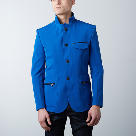 Stand Collar Jacket // Blue (S)