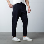Tuxedo Striped Solid Woven Jogger // Navy (L)