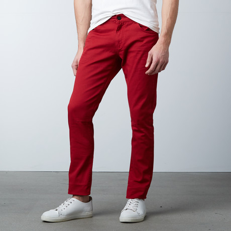 Stone Wash Slim Fit Jeans // Red (29WX30L)