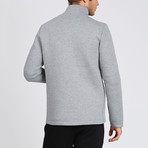 Emobossed Neck Zipper Sweater // Grey (S)