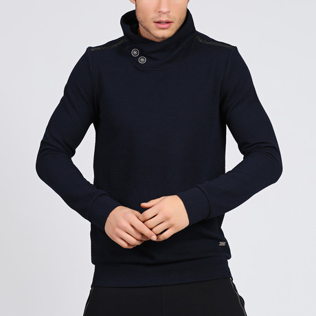 Thoat Collar Jacquard Sweatshirt // Navy (S)