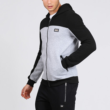Hooded Diagono Sweatshirt // Grey (S)