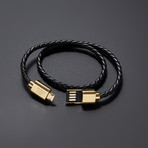 Charging Cable Bracelet Double Wrap // Black + Gold (16" iPhone)
