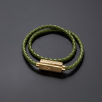 Charging Cable Bracelet Double Wrap // Army Green + Gold (17" Micro-USB)