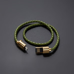 Charging Cable Bracelet Double Wrap // Army Green + Gold (17" Micro-USB)