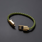 Charging Cable Bracelet Single Wrap // Army Green + Gold (7.5" iPhone)