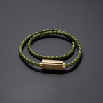Charging Cable Bracelet Double Wrap // Army Green + Gold (17" Micro-USB)