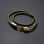 Charging Cable Bracelet Double Wrap // Army Green + Gold (17" Micro-USB)