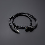 Charging Cable Bracelet Double Wrap // Midnight Black (17" Micro-USB)