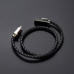 Charging Cable Bracelet Double Wrap // Black + Silver (15" iPhone)