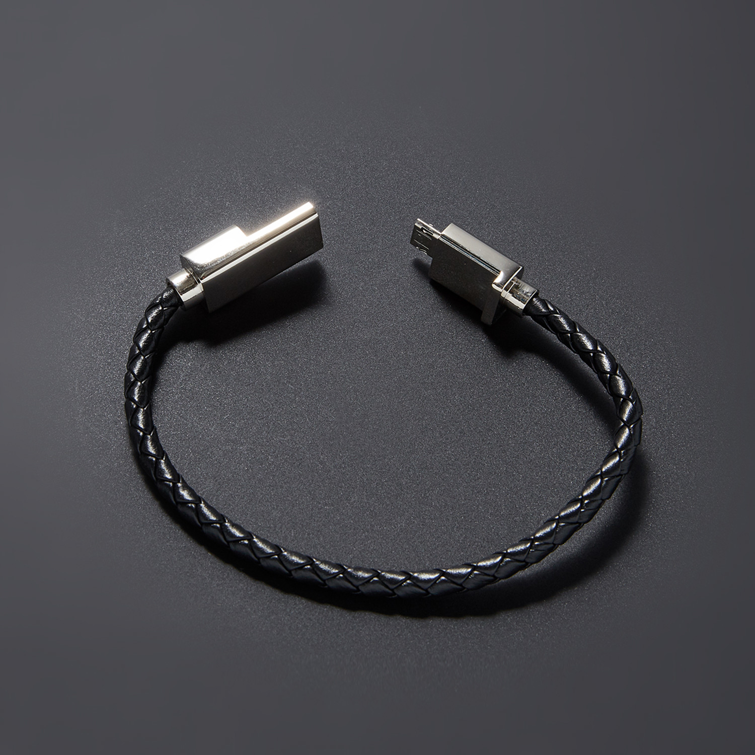 Charging Cable Bracelet Single Wrap // Black + Silver (7.5